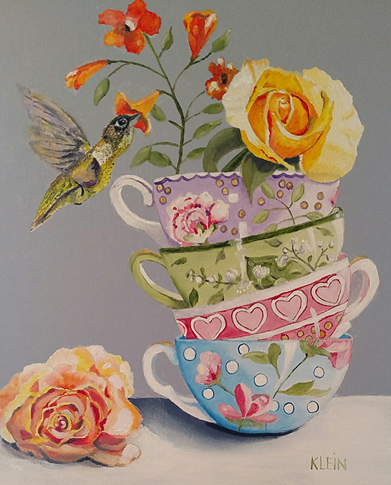 Cups & Flowers / oil on linen / 11 x 14 / $450.00